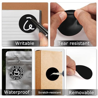 Black Round Stickers 2 Inch Waterproof Vinyl Coding Labels 200 PCS - color: Black