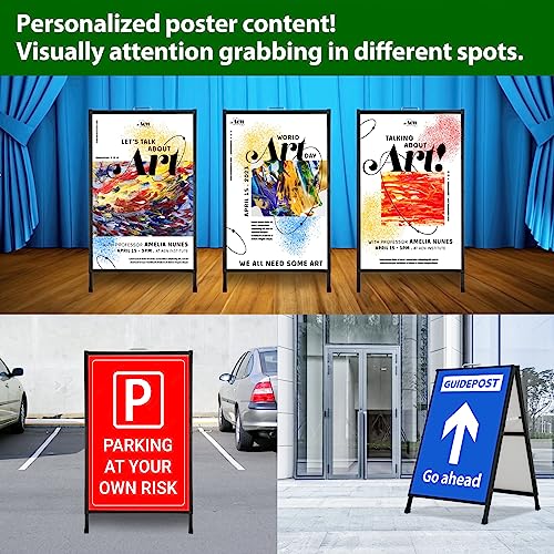 A Frame Sidewalk Sign 24 x 36 Inch Outdoor, Double-Sided Folding Sandwich Board with Handle, Heavy Duty Metal Slide-in A-Frame for Business, Advertising, Party, with 2 Plastic Boards - size: 24 x 36 in – 1 Pack