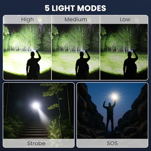 Rechargeable LED 99,000 Flashlights High Lumens 2-Pack Bright Flash Light