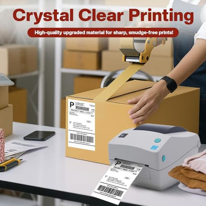 4" x 6" Fanfold Thermal Labels, 4 Stacks 2000 Direct Shipping Mailing Labels with Strong Adhesive, Waterproof and Scratch-Resistant, 1" Core Compatible with Zebra, Rollo Printer, Commercial Grade - size: 4 Stacks 2000 Labels