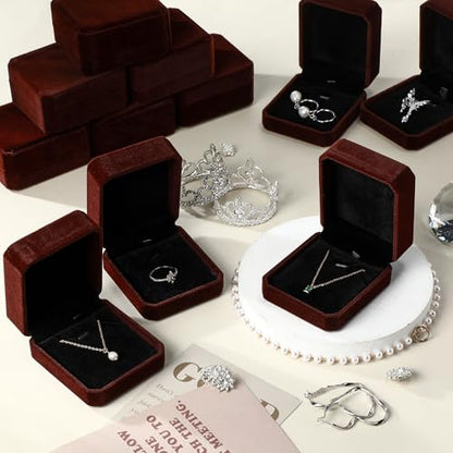 Sureio 24 Pcs Velvet Jewelry Gift Boxes Bulk Coffee - color: Coffee