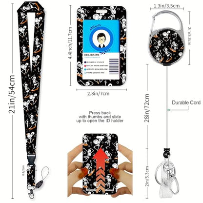 ID Badge Holder with Lanyard,Retractable ID Badge Card Holders&Detachable Lanyard Strap,ID Card Protector for Women Teacher Nurse Doctor Office. (Skeleton-01) - color: Skeleton-01
