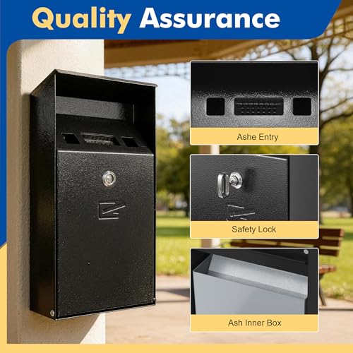 Wall Mounted Trash Can Outdoor Commercial Receptacles Container Disposal Outdoor Vertical Trash Can for Hotel Café Bar Shopping Centre Courtyard Indoor Black - size: Medium—Ⅱ