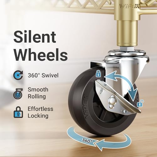 VIPEK R2 Plus Rolling Clothes Rack Heavy Duty Closet for Hanging Clothes - color: Gold, size: R2 Plus