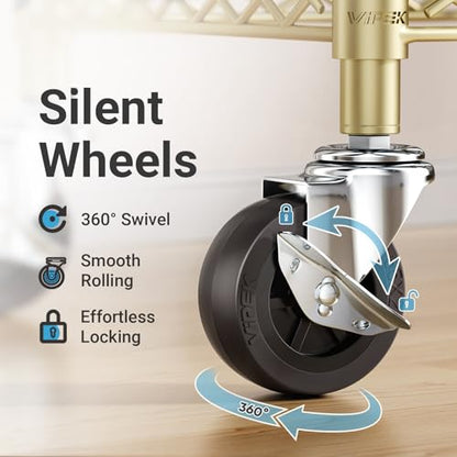 VIPEK R2 Plus Rolling Clothes Rack Heavy Duty Closet for Hanging Clothes - color: Gold, size: R2 Plus