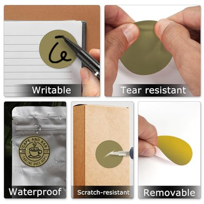 Gold Round Stickers 2 Inch Waterproof Vinyl Coding Labels 200 PCS - color: Gold