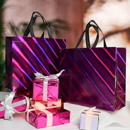 cabzymx Non Woven Reusable Gift Bags Bulk 16 Pack - Sturdy Gift Bags with Handles for Events & Parties - Eco Friendly Goodie Bags (Purple 12.6" L x 4.7" W x 11" H) - color: Purple-16 PACK, size: 1 Count (Pack of 16)