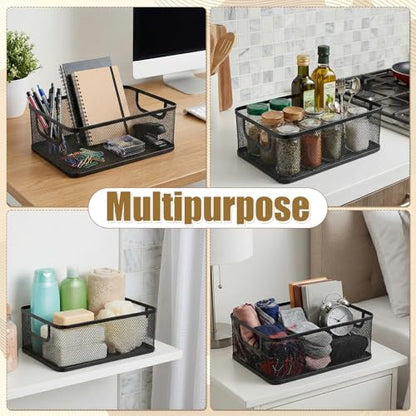 2 Pack Metal Mesh Basket, Large Wire Steel Storage Organizer