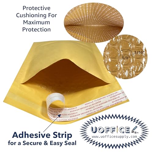 Kraft bubble mailers 100- Pack, #00-5" x 10" mailing envelopes, Padded shipping, Yellow mailing, paper bag, Yellow envelopes for packaging & shipping - size: #00 - 5" x 10"