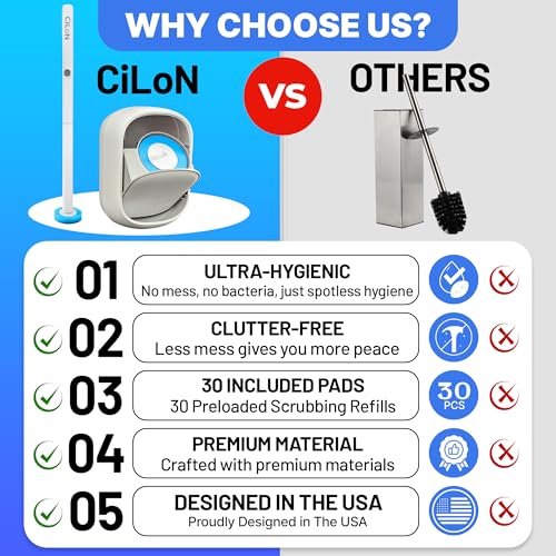 CiLoN Disposable Toilet Brush, Toilet Wand Cleaning System, Bowl Scrubber