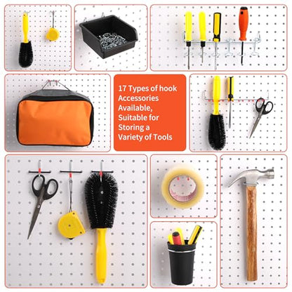 240PCS Pegboard Hooks Assortment, Pegboard Accessories Organizer Kit with Pegboard Bins, Pegboard Cups, 1/8 and 1/4 inch Peg Board Hooks for Hanging Tools, Garage Pegboard Wall Organization - style: 240 Pcs