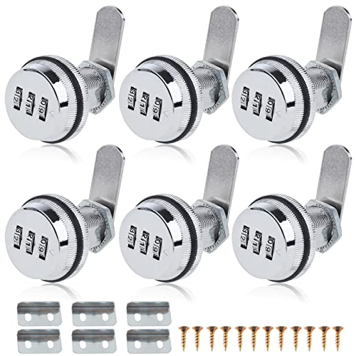 RealPlus Combination Cam Lock, Combination Cabinet Lock Password Coded Cabinet Locks (6pcs 1-1/8", Silver) - color: Silver, size: 6pcs 1-1/8"