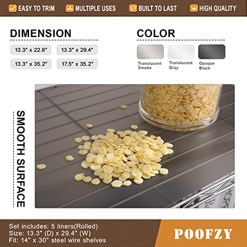 Poofzy Wire Shelf Liner 14" x 36", Set of 5 Gray - color: Gray, size: 14"x36" 5pcs