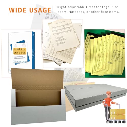 50 Pack 14 1/8" x 8 5/8" x 1" Cardboard Easy-Fold Shipping Box Mailers, Legal-Size Height Adjustable for Documents, White (EM1481) - color: White-50 Pack, size: 14.125x8.625x1''