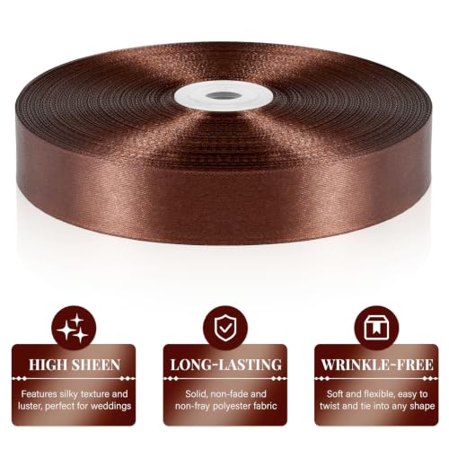 Brown Satin Ribbon 1 Inch x 100 Yards - color: Brown