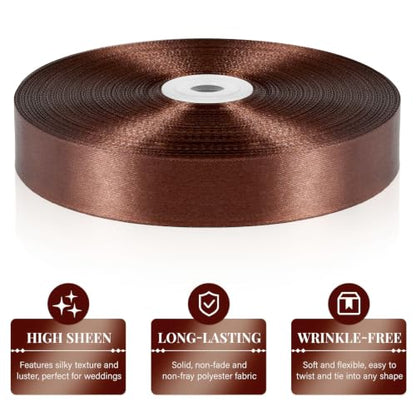 Brown Satin Ribbon 1 Inch x 100 Yards - color: Brown