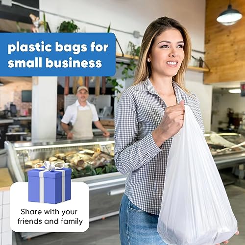 LimonLaviu Plastic Bags - 1000 Pack (11.5'x 6.5" x 21') with Handles for Small Business, Restaurants, Grocery & Trash - size: 1000