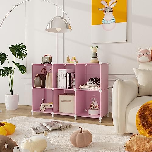 AWTATOS Cube Storage Organizer, Closet Organizers, 6 Cube Shelf, Pink - color: Pink