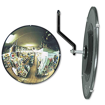 See All 12-Inch Round Convex Glass Security Mirror, 160-Degree Wide-Angle View, Adjustable with Heavy-Duty Mounting Brackets, Black