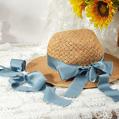 Keypan Dusty Blue Frayed Satin Chiffon Ribbon, 1.5 Inches, 21 Yards - color: Dusty Blue