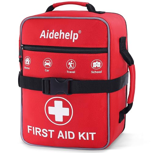 520 Pieces Premium First Aid Kit - Large Emergency Medical Kit for Survival, Car, Home, Travel, Camping, Backpack, Hiking, School (Red) - color: Red