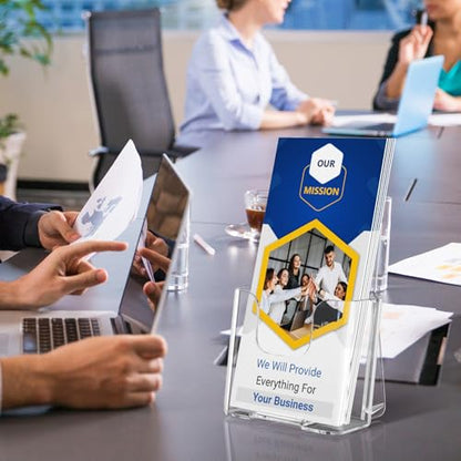 MaxGear Acrylic Brochure Holder, 4 Inch Trifold Display, 2 Pack - size: 4"x9"-Rounded Corner Version