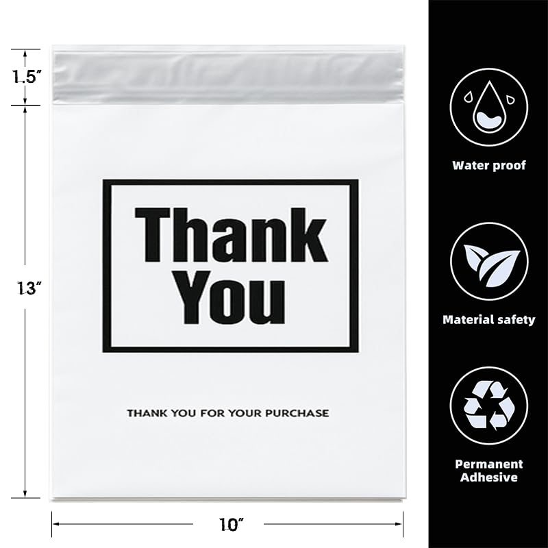 POLYSELLS Thank You Poly Mailers 10x13 inches 50 Pcs Waterproof Self-Sealing Shipping Bags for Clothing | White - color: white, size: 10"x13" 50 PCS