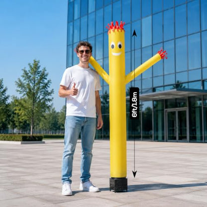 6ft Yellow Inflatable Waving Tube Man with Blower - color: Yellow