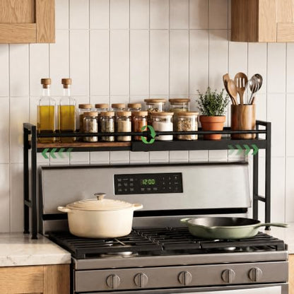 Extendable Over the Stove Shelf, Adjustable Height Over Stove Spice Rack - color: Twist-lock adjustment
