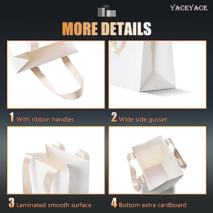 White Gift Bags with Handles 10Pcs 5.25"x3.75"x8" Small - color: White, size: 5.25x3.75x8 Inch (Pack of 10)