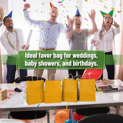 Mr. Pen- Paper Gift Bags with Handles, 32 Pack, 7.6" x 4.7" x 10.6" - color: Yellow, size: 32 Pack
