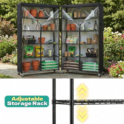Wire Shelf Rack with 600D Oxford Cover & Wheels, 30"W x 14"D x 72"H - size: 6-Shelf 30"W x 14"D x 72"H W/Cover