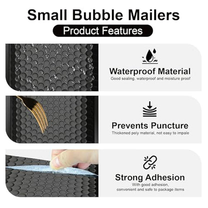 100PC Bubble Mailers 6x10 Inch, Black Self-Sealing Padded Shipping Envelopes, Waterproof Cushioned Mailers Bulk for Small Business, eCommerce, Packaging, Mailing & Shipping Supplies
