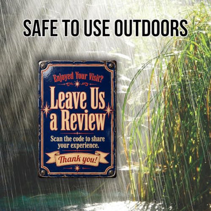 Leave Us a Review Vintage Enamel Business Sign - style: Leave Us a Review