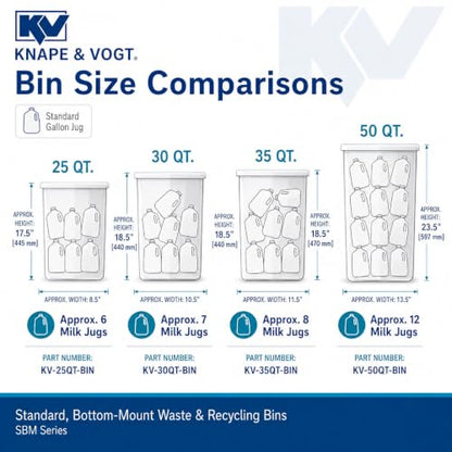 Knape & Vogt in-Cabinet Pull Out Trash Can, 20-Qt., Bottom-Mount Cabinet Installation, Requires Min 8-in Opening, 20.5 in x 8.5 in x 17.5 in, RS-PSW9-1-20-P, Platinum - color: Platinum