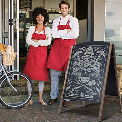 40" Double-Sided Standing Blackboard, Wooden A-Frame Rustic Chalkboard, Removable Archaistic Sidewalk Chalkboard, Indoor and Outdoor Menu Sign Board, Wedding Signage