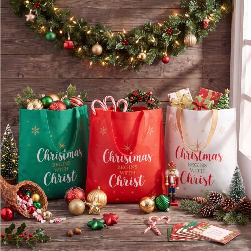 Hosuly 15 Pcs Large Christmas Tote Bags Gift 15 x 17 Inch - style: Christmas