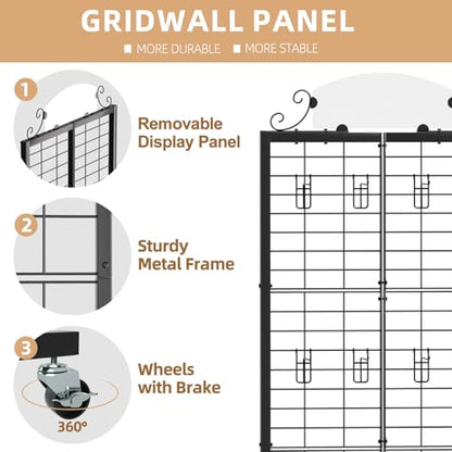 Urban Deco 2.2'x6.2' FT Gridwall Panel Display Stands with 8 Hooks - style: 1 Set