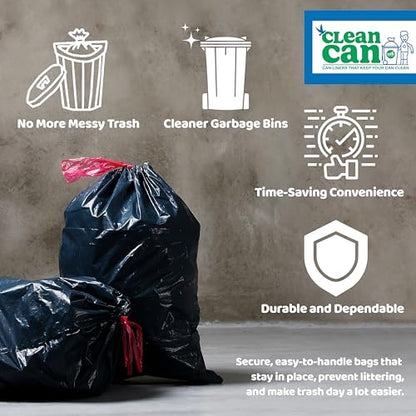 96 Gallon Industrial Strength Draw String Black Trash Bags, for Heavy Duty Curb Pickup & Outdoor Trash Bins (20 each)