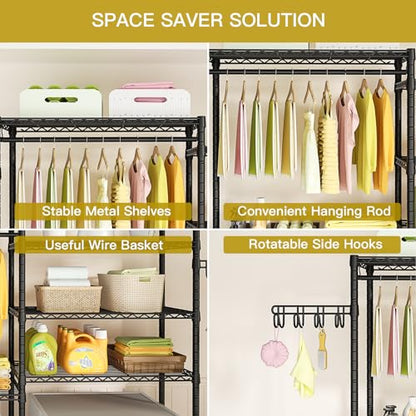 Ulif 65.3"W x 13.4"D x 77.5"H Clothes Drying Rack Over Washer Dryer Shelves - color: Black, size: Large: 65.3”W x 13.4”D x 77.5”H