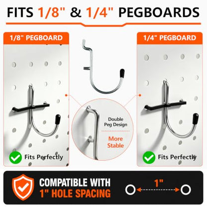 Pegboard Accessories Kit, 140Pcs Peg Board Hooks for Hanging