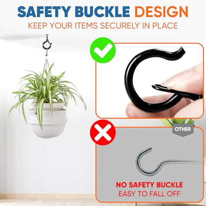[HEAVY-DUTY] 250Lbs 5’’ M8 Q-Hanger Hook with Safety Buckle & Washer, 4Pcs