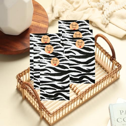 Novel Box 100 Pack Zebra Print Flat Merchandise Bags 6x9 in - color: Zebra Print, size: 6" x 9" Inches