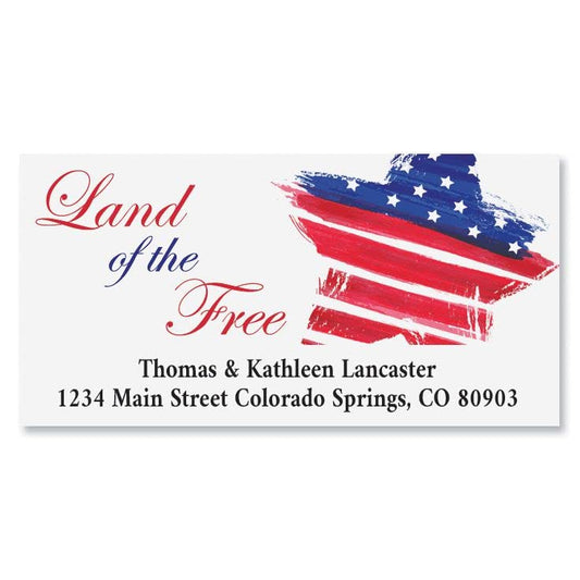 Colorful Images Patriotic Star Return Address Mailing Labels, Personalized in The USA with Names & Addresses, Set of 144 Self Adhesive, Easy Peel Flat Label Sheets, 1¼” x 1⅛”, 1 Design - style: Patriotic Star
