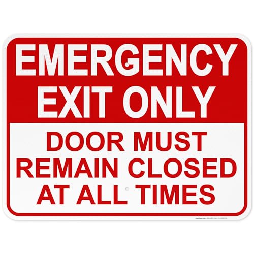 Emergency Exit Only, Door Must Remain Closed Sign, - size: 18x24 Reflective
