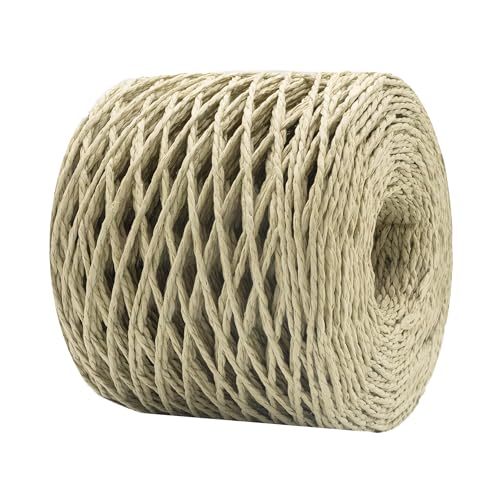 Mandala Crafts Beige Natural Raffia Yarn for Crochet Gift Wrapping - color: Beige, size: 1/16 Inch 200 Yards Raffia Yarn