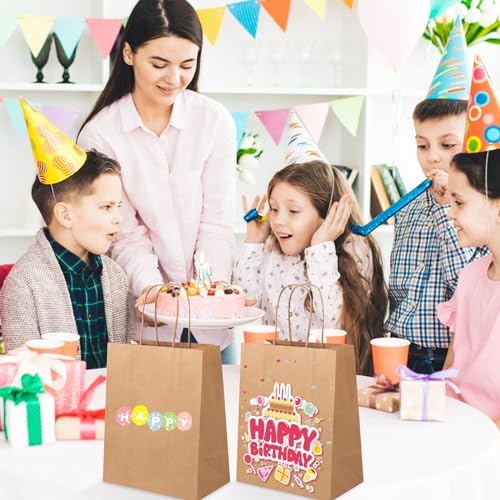 XPCARE Brown Paper Bags with Handles, 100Pcs 8x4.5x10In Kraft Paper Bag - color: Brown