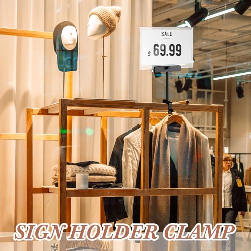 FoldTier 3 Set Aluminum Alloy Sign Holder Clamp with 5.5 x 7 Acrylic Frame - color: Black, size: 5.5 x 7 Inches