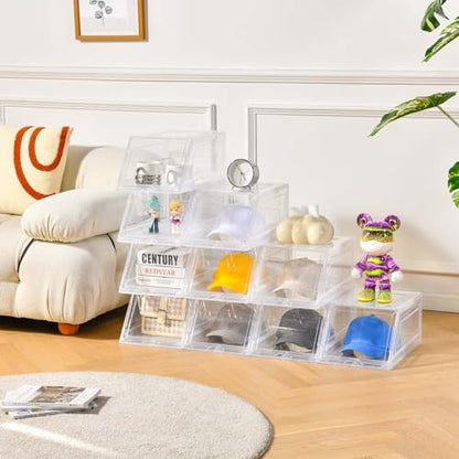 Stackable Clear Hat Organizer for Baseball Caps with Sliding Drawer - size: 2 Pack