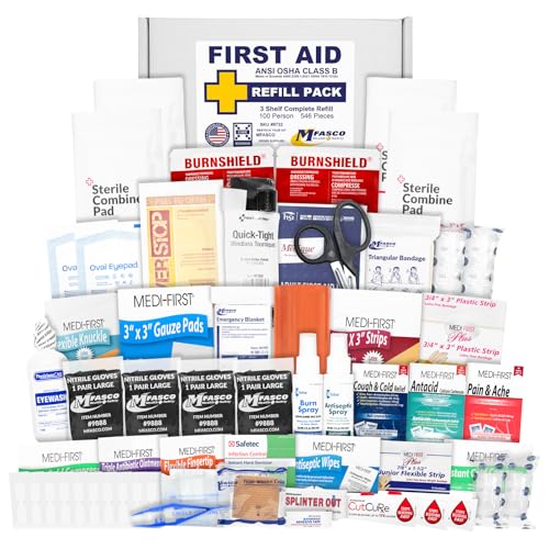 MFASCO Workplace First Aid Kit Refill with OTC Medications 546 Pieces - size: 3 Shelf, style: w/ 546 Pieces no Cabinet